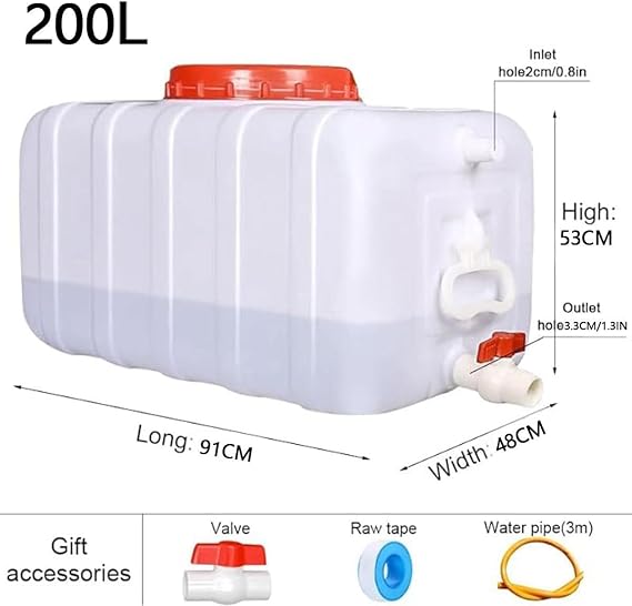 Large Plastic Water Storage Tank - 50L/80L/110L/200L Emergency Water Container for Camping & Hiking - Multifunctional Water Storage Solution