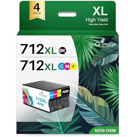 712XL 712 Ink Cartridges Remanufactured 712 Ink Cartridges Replacement for HP DesignJet T210 T230 T250 T630 T650 Printers (Black, Cyan, Magenta, Yellow, 4 Combo Pack) Cover