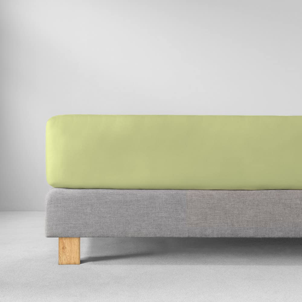 ESTELLA Spannbetttuch Feinjersey | maigrün | 150x200 cm | bügelfreie & trocknerfeste Qualität | Rundumgummi | 100% Baumwolle