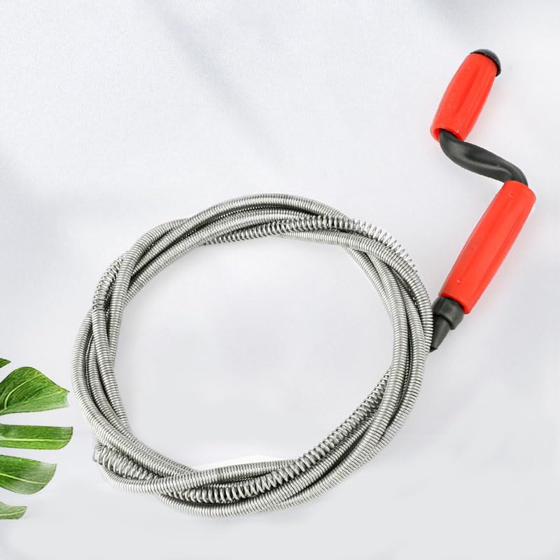 Wealsun 3m Drain Snake Sink Unblocker Tool, Hand-Operated Flexible Drain Snake Suitable for Washbasins, Sinks, Bathroom Floor Drains and Toilets.
