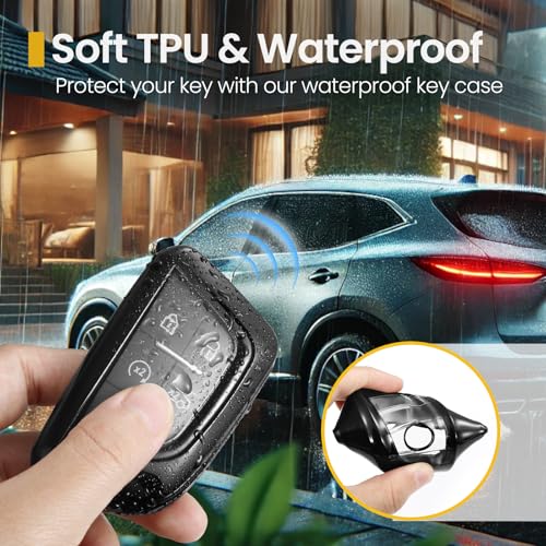Image of Key Fob Cover for Cadillac, Black PU Braided Loop