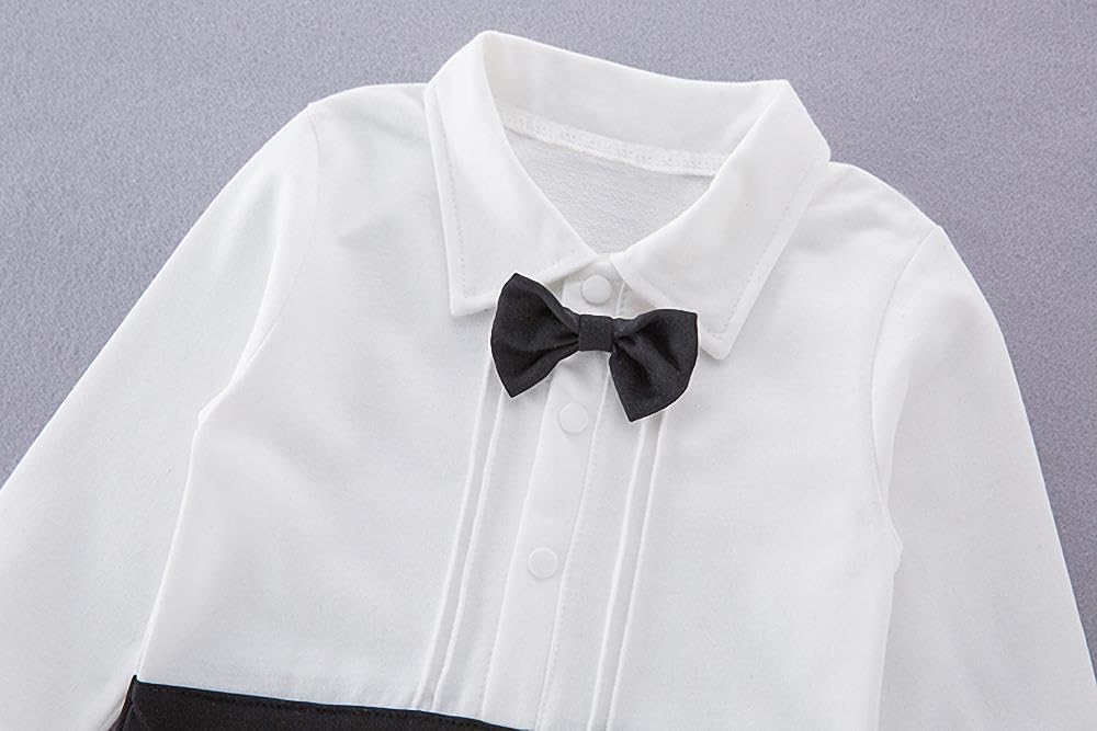 Lito Angels Smoking Costume Gentleman Body Barboteuse Combinaison avec Blazer pour Bebe Garçon, Noir