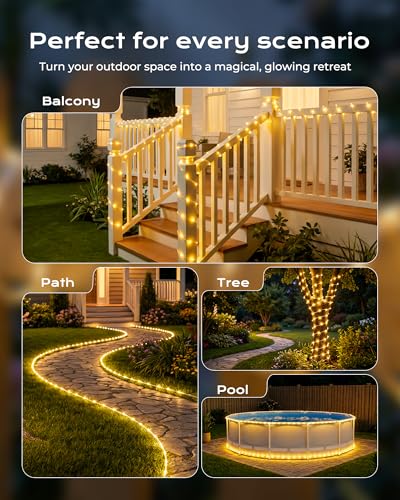 Brightown Solar Rope Lights 2-Pack, 78ft Warm White with 8 Modes — view 5