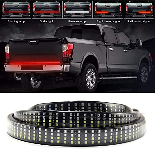 OPL5 Tailgate Light Bar, Quad Row 2 Color 48inch 504 LEDs Truck Tail Light Strip LED Turn Signal Brake Running White Reverse Lights Universal Light Bars for Trucks Pickup Trailer SUV (48" Quad 2color)