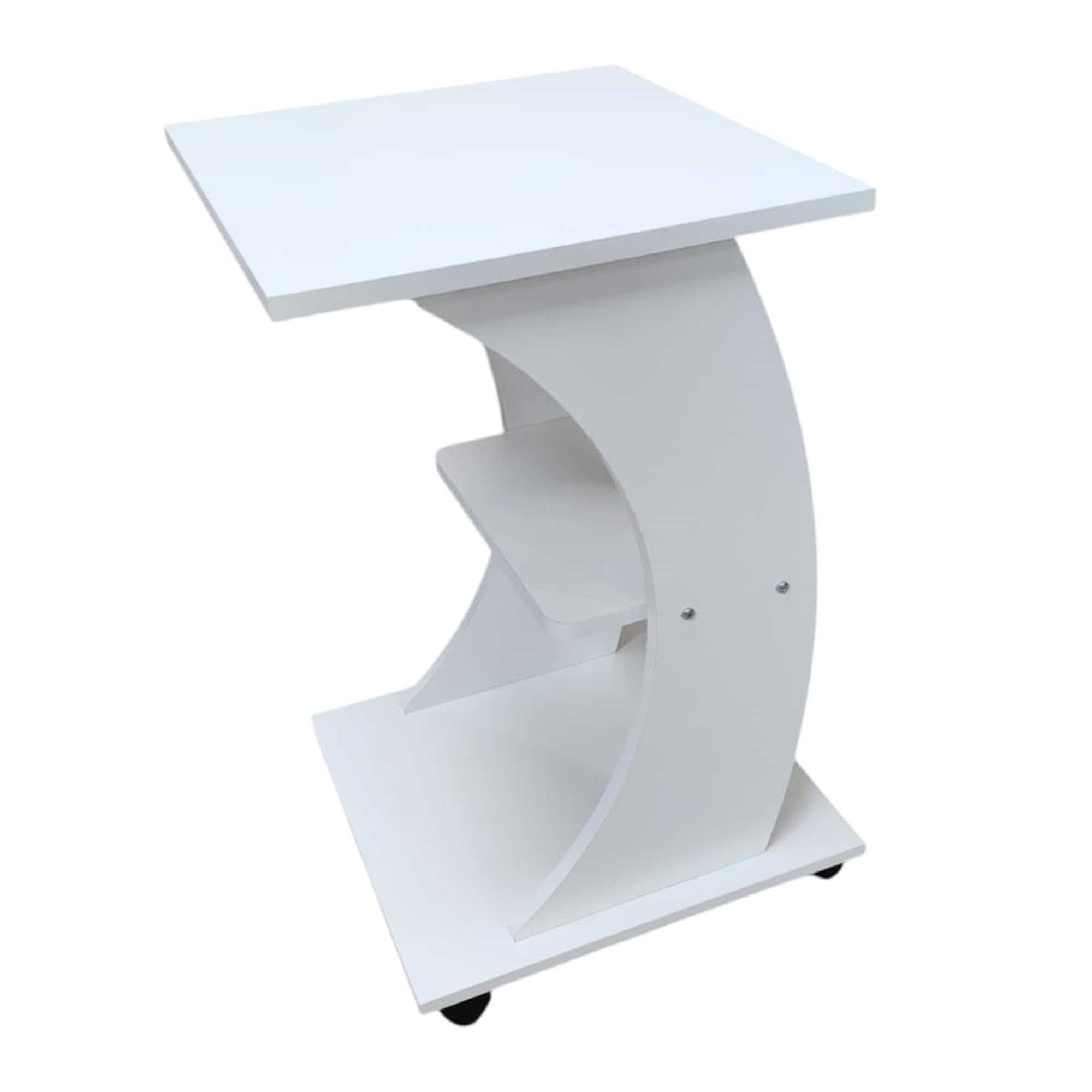 Matonti - Carrello con Ruote Girevoli Curvo Bianco Portaoggetti a Tre Ripiani. Ideale per Estetista, Salone di Bellezza, Parrucchieri. Carello 45 x 45 x 80 cm - Mobiletto Multiuso, 100% Made in Italy