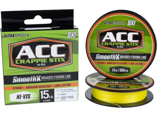 ACC Crappie Stix SmoothX Braided Fishing Line 15lb 300yd Hi-Vis Yellow