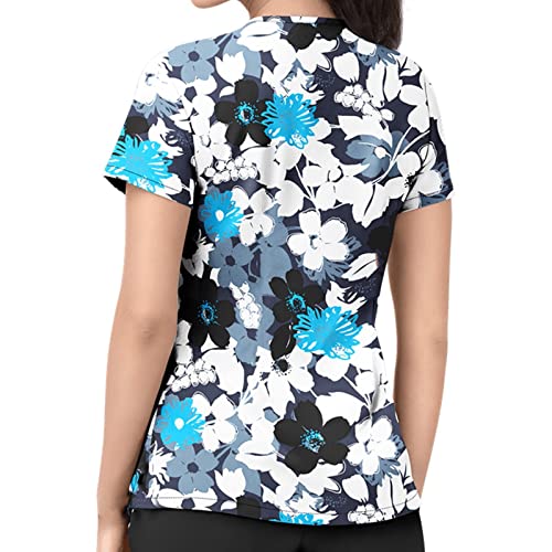OIOLOYJM Printed Scrub Tops Women Short Sleeve V Neck Plus Size Scrubs for Womens Nursing Uniforms Shirts with Pockets