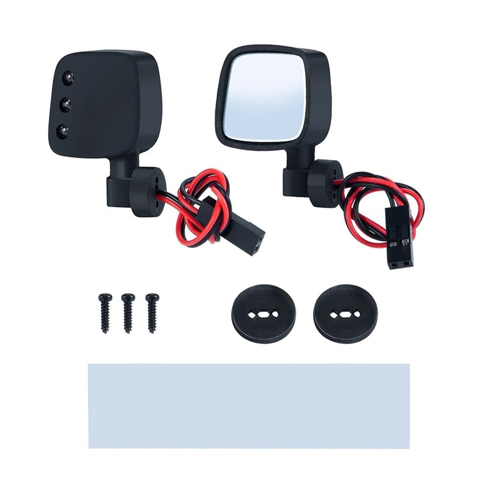 RC Auto RüCkspiegel Heck Ansicht mit LED Leuchten für 1/10 SCX10 II III RC Crawler Auto Simulierte Dekoration Teile
