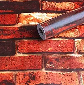 SARVATRAY Vinyl Flooring Wallpapers for Walls Kitchen, Water Proof Wall Paper, Kitchen Stove Wall Sheets, Kitchen top Sticker, Kitchen Wall Stickers Oil Proof Heat Resistant (3 M Red Brick FA)