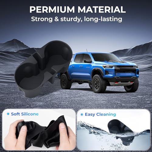 Image of Center Console Cup Holder Inserts for Chevrolet Colorado & GMC Canyon 2026 2025 2024 2023, Interior Accessories Car Cup Holder for Chevy Colorado & GMC Canyon 2023-2026, Black