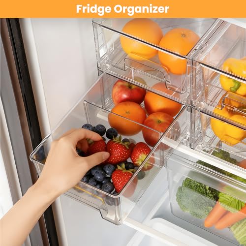 2 Pack Stackable Storage Drawers,Plastic Organizers Bins, Drawers Storage with Handles and Movable Dividers for Organiza - Additional View