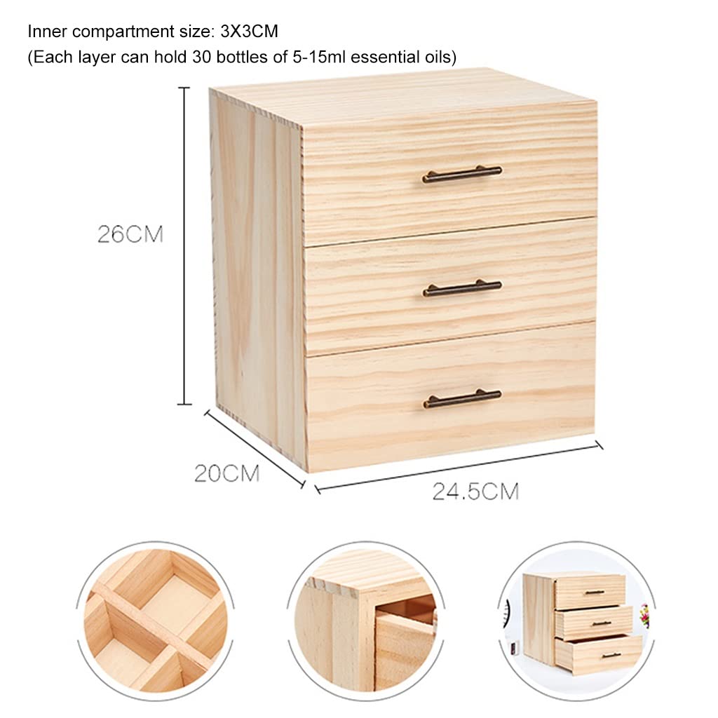 Caja de almacenamiento de aceite esencial de madera Caja de transporte de fragancia for el hogar, capacidad for 90 botellas (se adapta a 5-15 ml) - Organizador de aromaterapia Maquillaje Esmalte de uñ