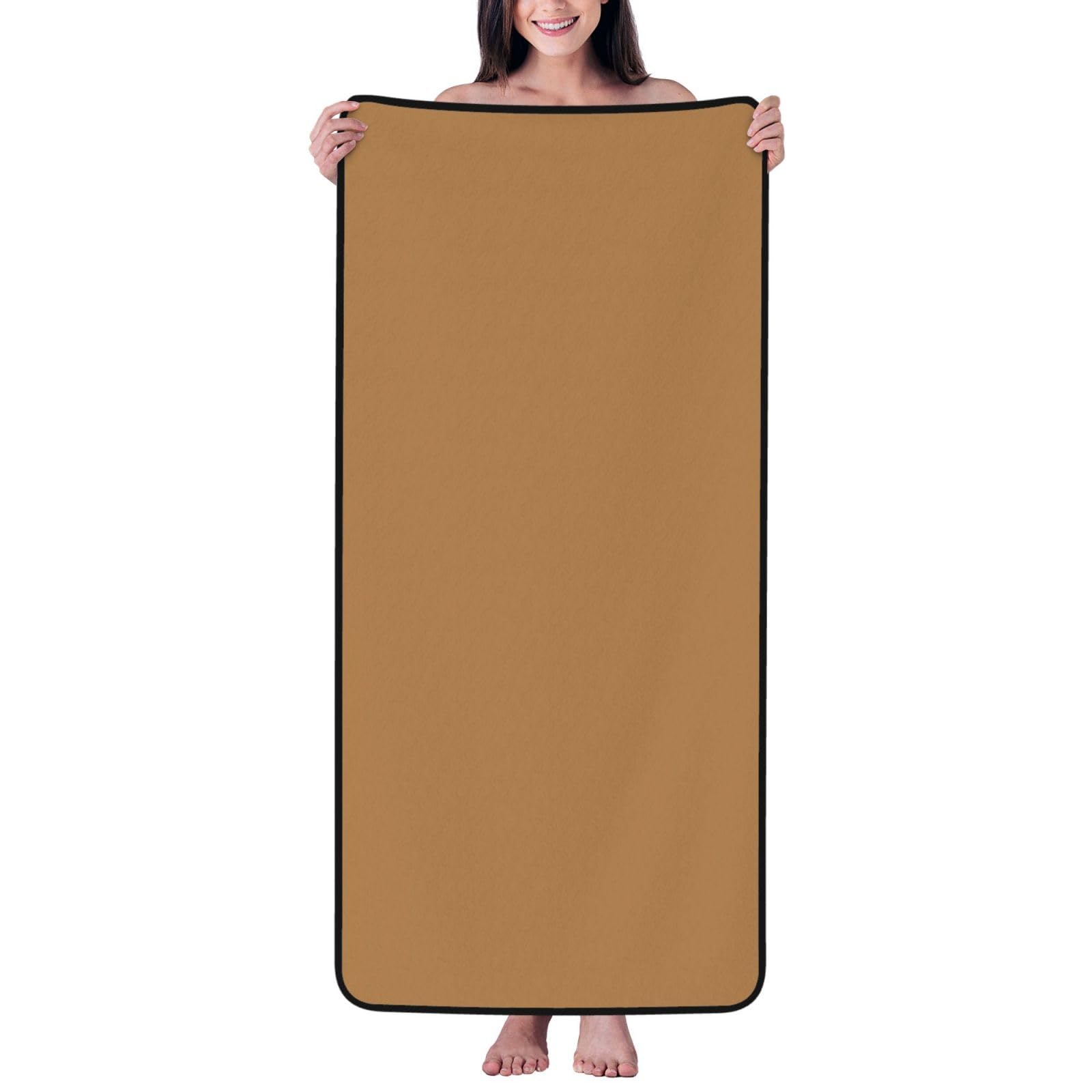 Serviette velours corail marron 68x139cm absorbante douce peau HYTTER