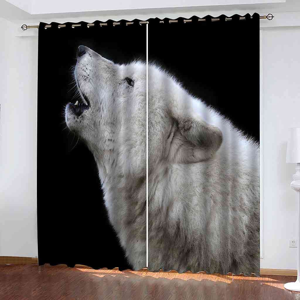 Rideaux isolants phoniques et thermiques loup blanc pour chambre