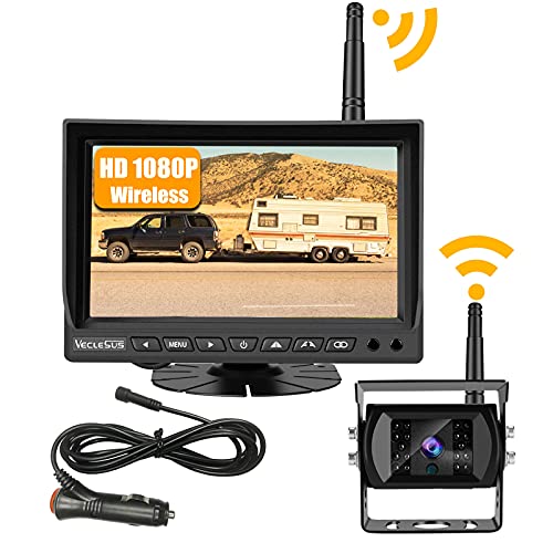 Buy 1 get 1 VECLESUS VMW7 1080P Wireless Backup Camera Kit, 7” IPS HD Monitor & IP69K Waterproof High Speed Stable Transmission Backup Cam for Truck, RV, Trailer, Bus, Harvester, Pickup, Motorhome Large Vehicles