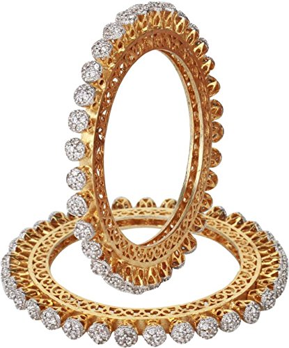 Ratnavali Jewels American Diamond Studded Gold Plated Traditional White CZ/Diamond Bangles Pacheli kada for Women/Girls RV1842 (B074VDHWSD) Amazon Price History, Amazon Price Tracker