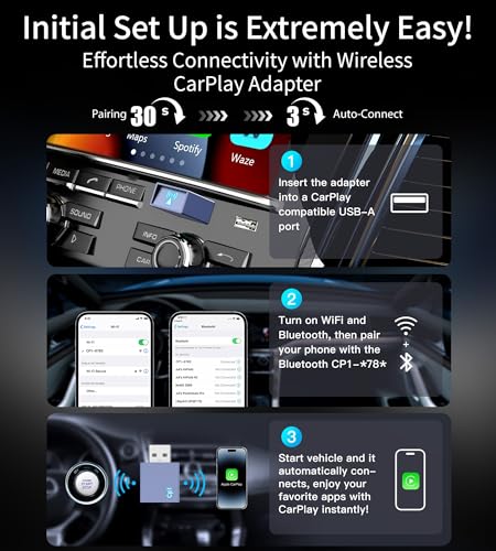 Image of Wireless CarPlay Adapter for iPhone 2026 Upgrade - Plug & Play Convert Wired to Wireless Compatible with Cars 2016+, iOS 10+ (USB A /USB-C) Light Blue