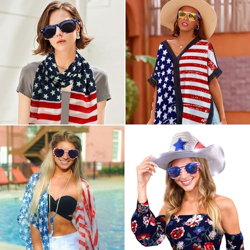 Eyegla Bulk American Sunglasses USA Flag Sunglasses Classic Patriotic Sunglasses 4th of July Party Supplies4