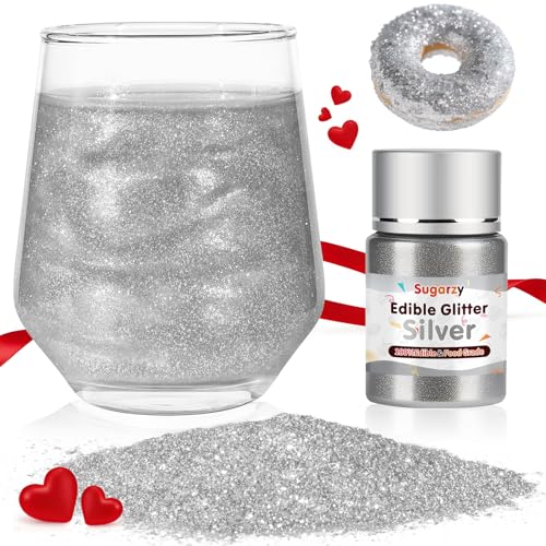 Edible Silver Glitter for Drinks,Food Grade 10g...