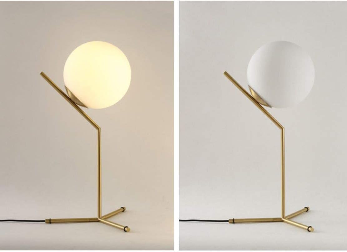 🔥 BOKT Glass Table Lamp 1 Light Bedside Table Lamp Metal Standing Reading Lamp with Glass Ball Shade, Gold Desk Lamp for Bedroom, Office, Study Room, Brushed Brass Finished (C Style)