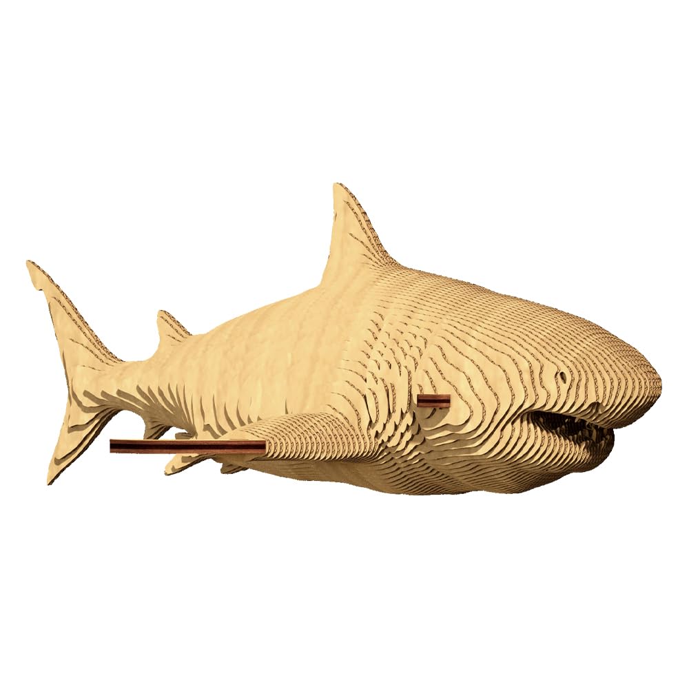 Requin Puzzle 3D en Carton – Maquette à Monter | 85 Pièces, 28 × 18 × 10 cm – Kit Sculpture DIY à Peindre, Matériaux Recyclés, Ados & Adultes, Idée Cadeau Déco