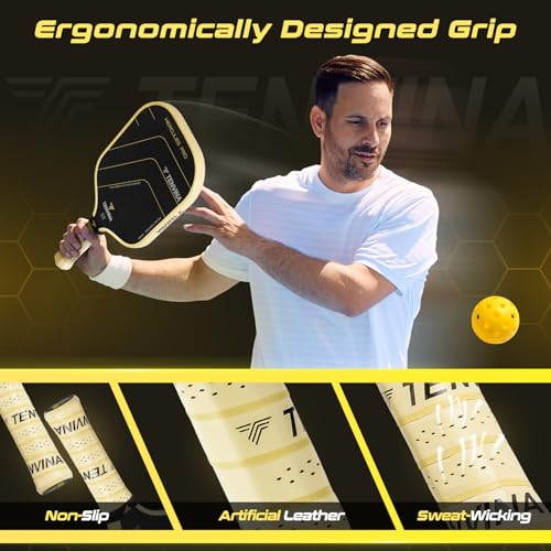 Image of TENVINA Pickle Ball Paddle, Thermoforming 4-Layer T700SC Friction Carbon Fiber Pickleball Paddle, USAPA Approved Professional Pickleball Paddles Offering Strong Spin and Power for Athletes