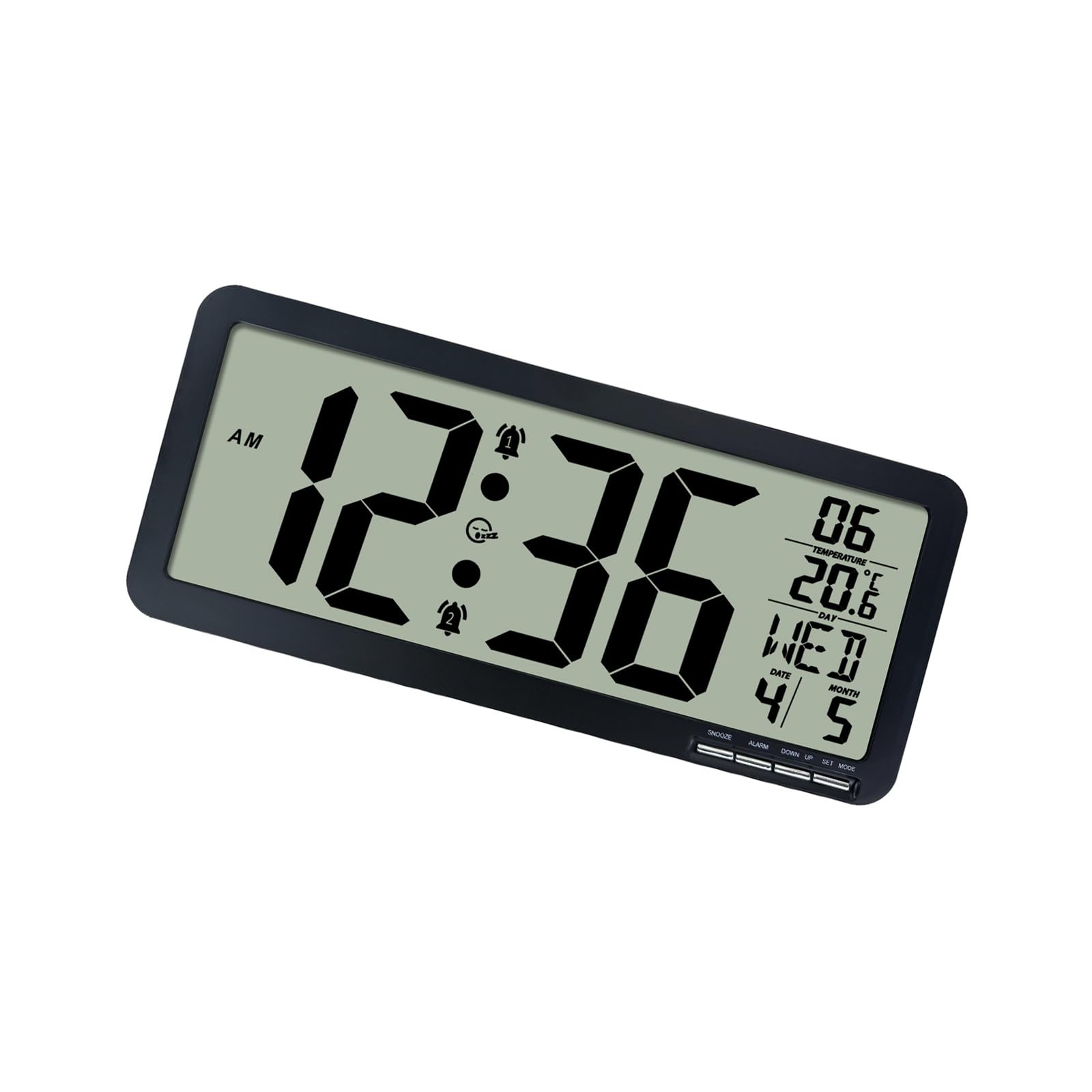 Hsioluted Temperature Sensors LCD Screen Clock Battery Operated Wall Desk Alarm Clock with Snooze Function for Home Decors Desktop Electronic Alarm