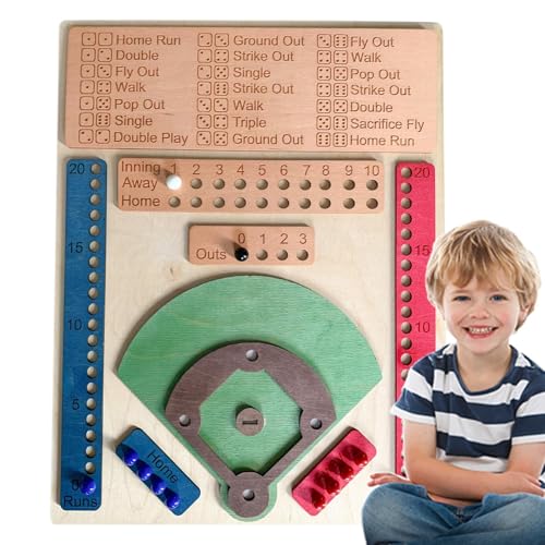 Baseball -Brettspiel mit DICE - Holztisch -Sportspiel | Interaktiver Marble Baseball für Familienspiele - Bildungsmathematik- und Strategiespiel für alle Altersgruppen