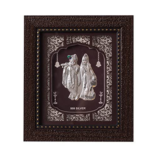 Image of Hem Jewels Pure Silver Radhe Krishna Frame for Gift & Home Decor (7.5x6.5 Inch)