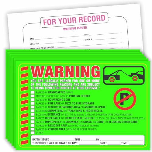Parking Violation Stickers Notice (Pack of 50) Tow Warning You are Illegally Parked Multi Reasons - Large Size 6