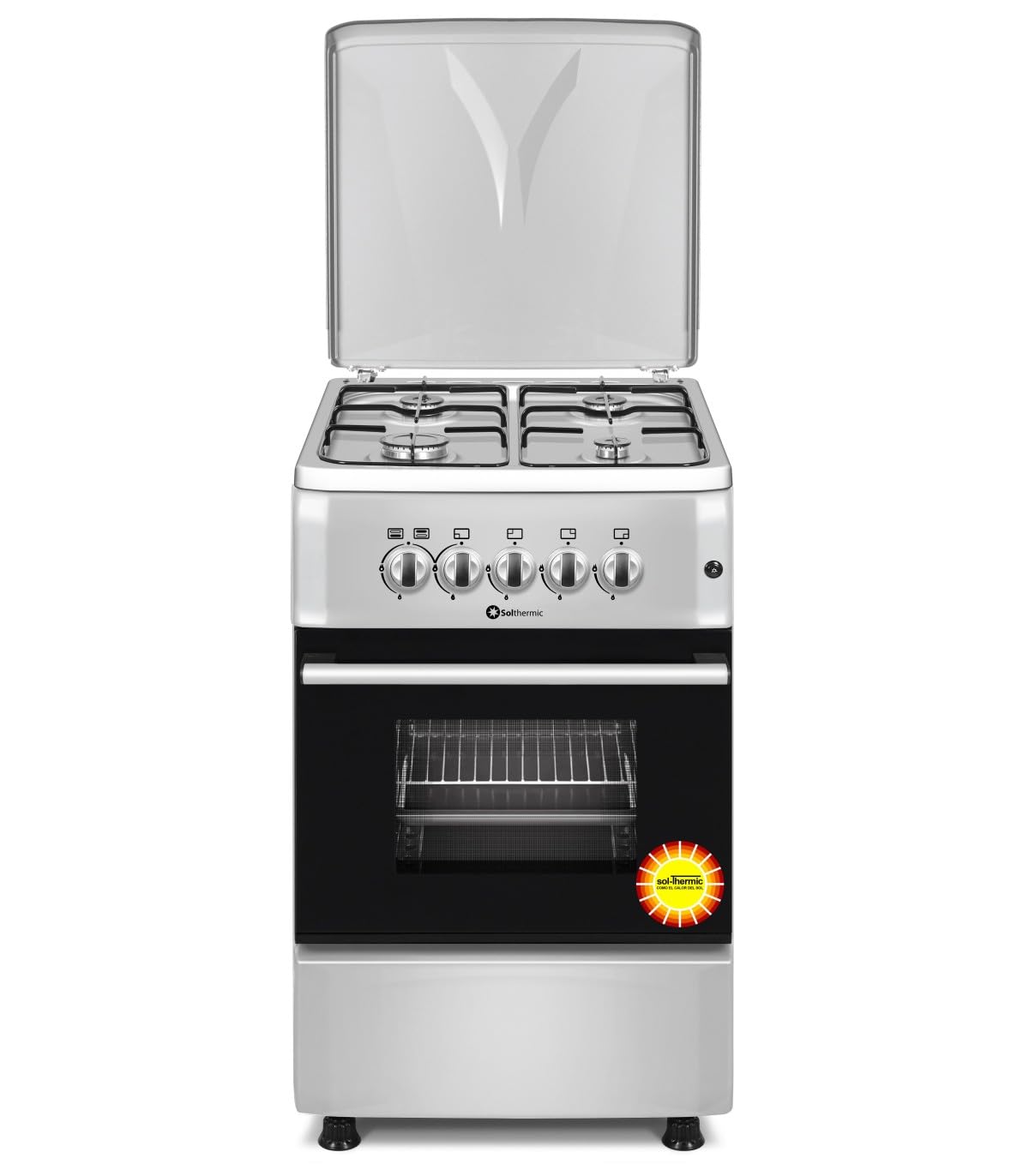 SOLTHERMIC COMBO PACK INOX COCINA GAS F5S40G2I + CAMPANA H60P INOX / 50 cm/gran capacidad de extraccion / **ALTA GAMA