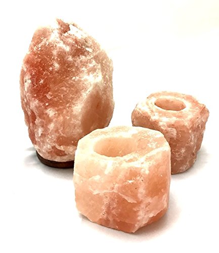 ZentronCrystal Collection Himalayan Salt Lamp and Set of 2 Tealight Candle Holders