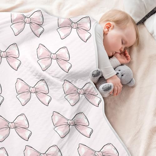 Pink Bows Pink Baby Swaddle Blanket for Boys and Girls, Muslin Baby Receiving Swaddle Blanket, Soft Cotton Nursery Swaddling Blankets for Newborn Toddler Infant4