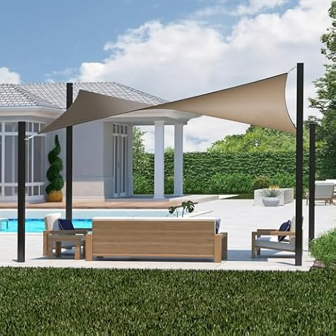 Coolaroo 95% UV Block Dualshade Iridescent Outdoor Sun Shade Sail with Hardware Kit for Patio, Garden, Pool and Backyard 12' x 8; Rectangle, Cobblestone Cover