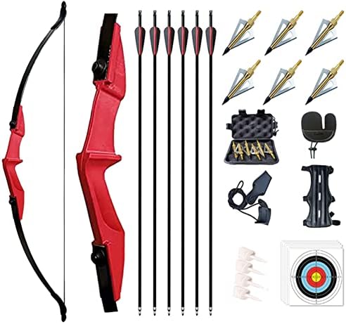 Monsour Archery Takedown Recurve Bow and Arrow Set Left/Rght Hand Longbow Kit Beginner Outdoor Hunting Shooting Practice 20lb 30lb 40lb