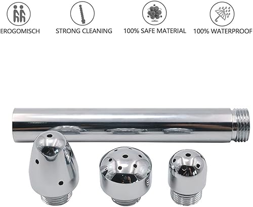 Miniatura 3 de Limpiador de ducha de aluminio de 3 cabezales con manguera de ducha de 59 pulgadas para kit de baño portátil sistema de enema empotrado