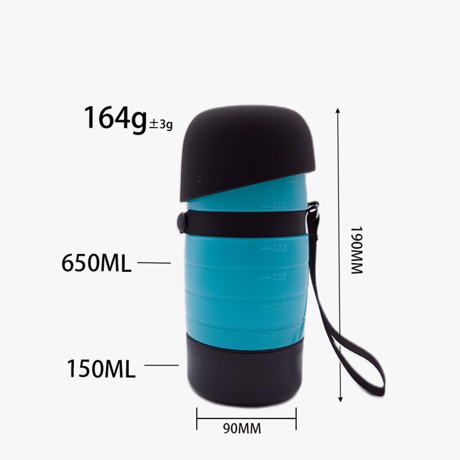 Hundewasserflasche 650ml inkl 150ml Futterbehälter Klappbar Tragbar Auslaufsicher BPA-frei Lebensmittelecht Welpenwasserspender Für Outdoor Wandern Reisen Gassi gehen(Gray 2 pcs)