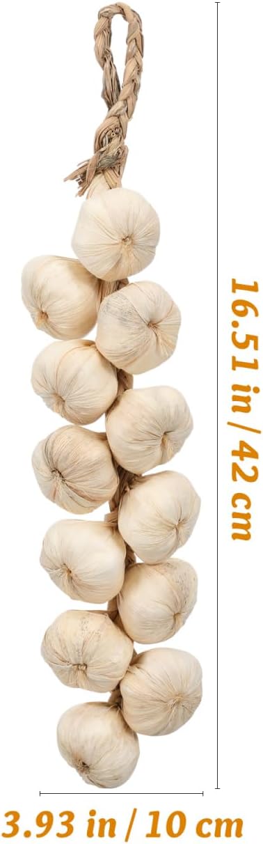 PRETYZOOM Artificial Garlic String, 1pc Farmhouse Garlic Pendant, Lifelike Faux Vegetable Ornament for Kitchen Hanging, Halloween Zombie Party Supplies