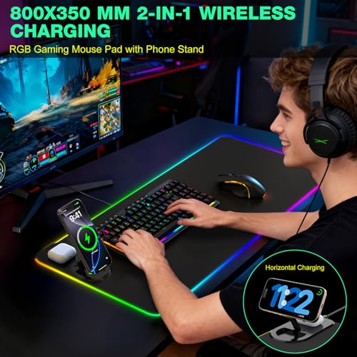 RGB Gaming Mouse Pad Wireless Charging Desk Mat