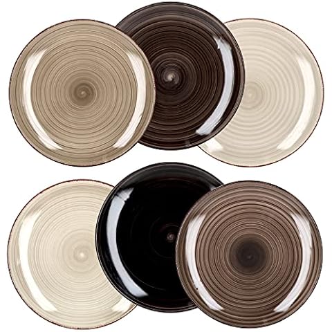 MamboCat Grey Baita 6er Set Speise-Teller grau I robustes graues Steingut-Geschirr Cover