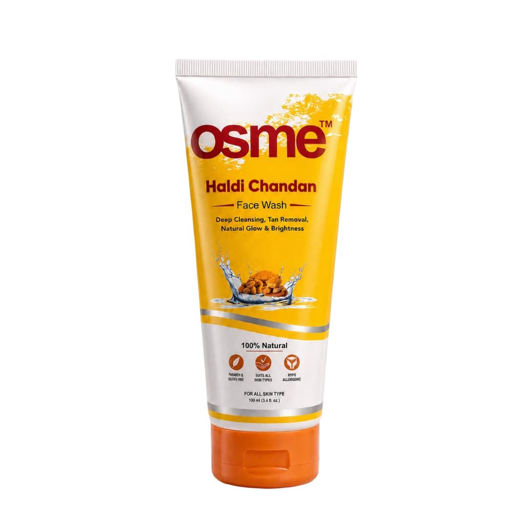 osme haldi chandan face wash – 100ml | turmeric & sandalwood deep cleansing face wash | tan removal, natural glow & brightness | paraben & sulphate free | suitable for all skin types