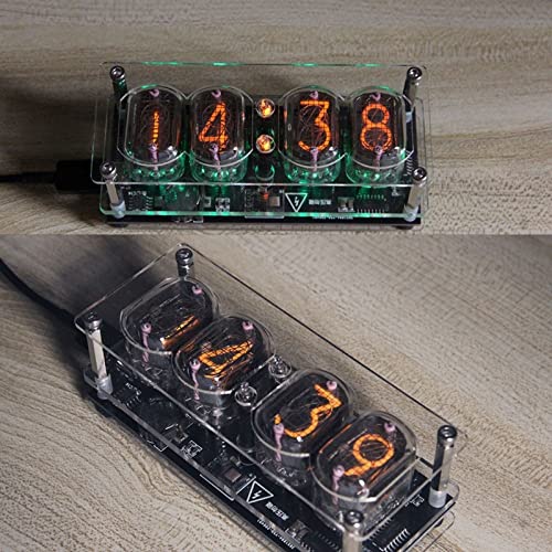 Zcmeb Glow Tube Clock Bottom Plate 4-Bit Retro Nixie Tube Clock With 6 Led Backlight, Diy Creative Decoration Clock #TOP7