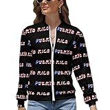 ChuangZS Puerto Rico Flag Women's Zip Jacket Hoodie Casual Pullover Women's Casual Sweatshirt Fall Tops for WomenL, Large