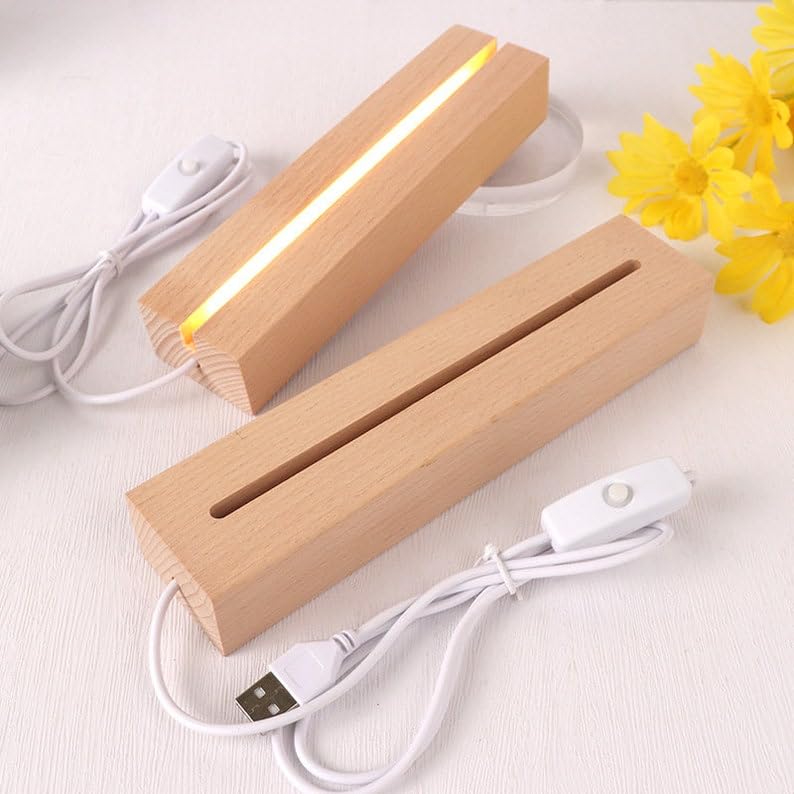 SNOOGG LED Display Night Lights Wood Lighted Base L Stand for DIY Glass Jewelry 300mm Name Letters Resin Art Display (10 in)-picture-23