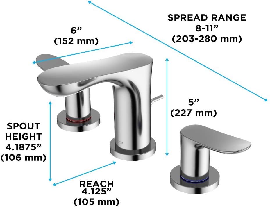 Polished Nickel Modern Widespread Bathroom Faucet with Drain Assembly