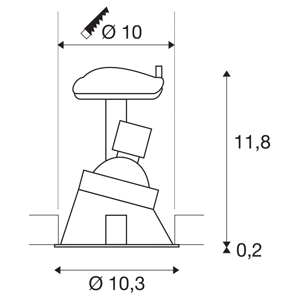 SLV LED Einbaustrahler HORN-O, rund, IP21 | Dimmbare Decken-Lampe zur Beleuchtung innen | LED Spot, Fluter, Deckenstrahler, Deckenleuchte, Einbau-Leuchte | 1-flammig, GU10 QPAR51