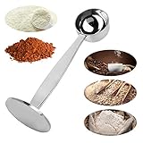 INHEMING Kaffeedosierlöffel + Espressodrücker,Kaffeelöffel Portionierer aus Edelstahl -Silber,14.5cm