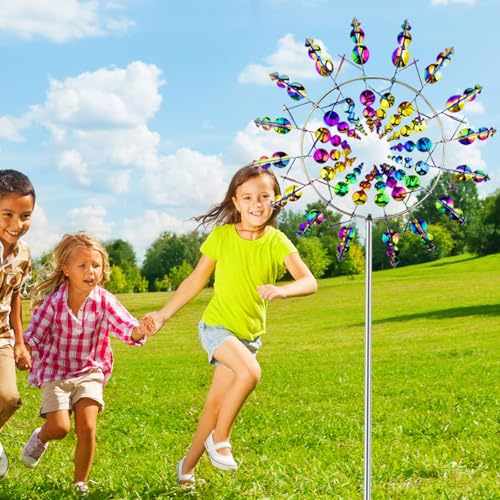 Windrad Garten, Windräder, Windmühle Garten, Magic Windmühle, geeignet für Metallwindspinner für Terrasse, Garten, Innenhof, Landschaftsdekoration (Farbe)