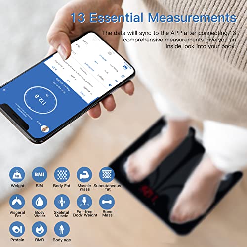 Body Fat Scale And Smart Body Tape Measure Combo Via Bluetooth Phone App, Digital Bathroom Scales For Weight, Body Fat, Bmi, Body Composition, Digital Measuring Tape For Fitness Body Measurement #TOP2