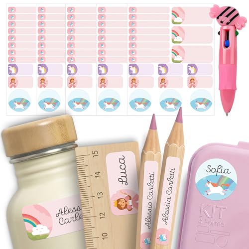 mycustomy - 200 Etichette Adesive Personalizzate Scuola 0+ con Penna